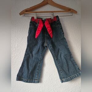 wonderkids girls wide leg jeans with ribbon bow, 18 months